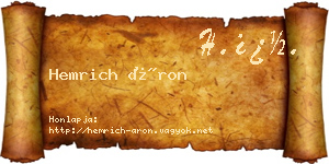 Hemrich Áron névjegykártya